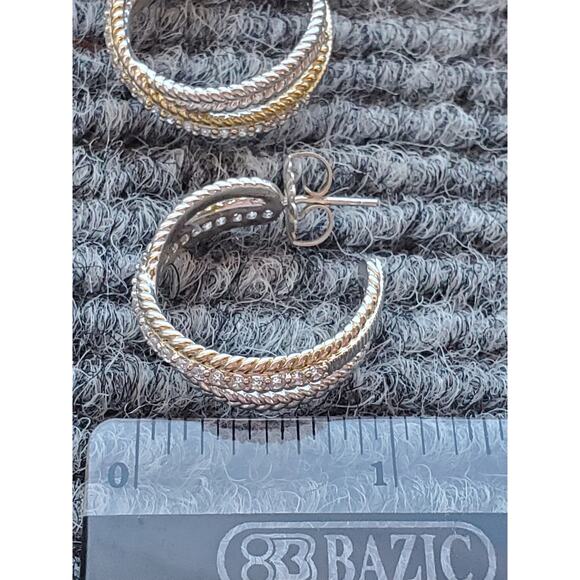 Judith Ripka CZ Cross Hoop Earrings in Sterling Silver 925 - Picture 6 of 7